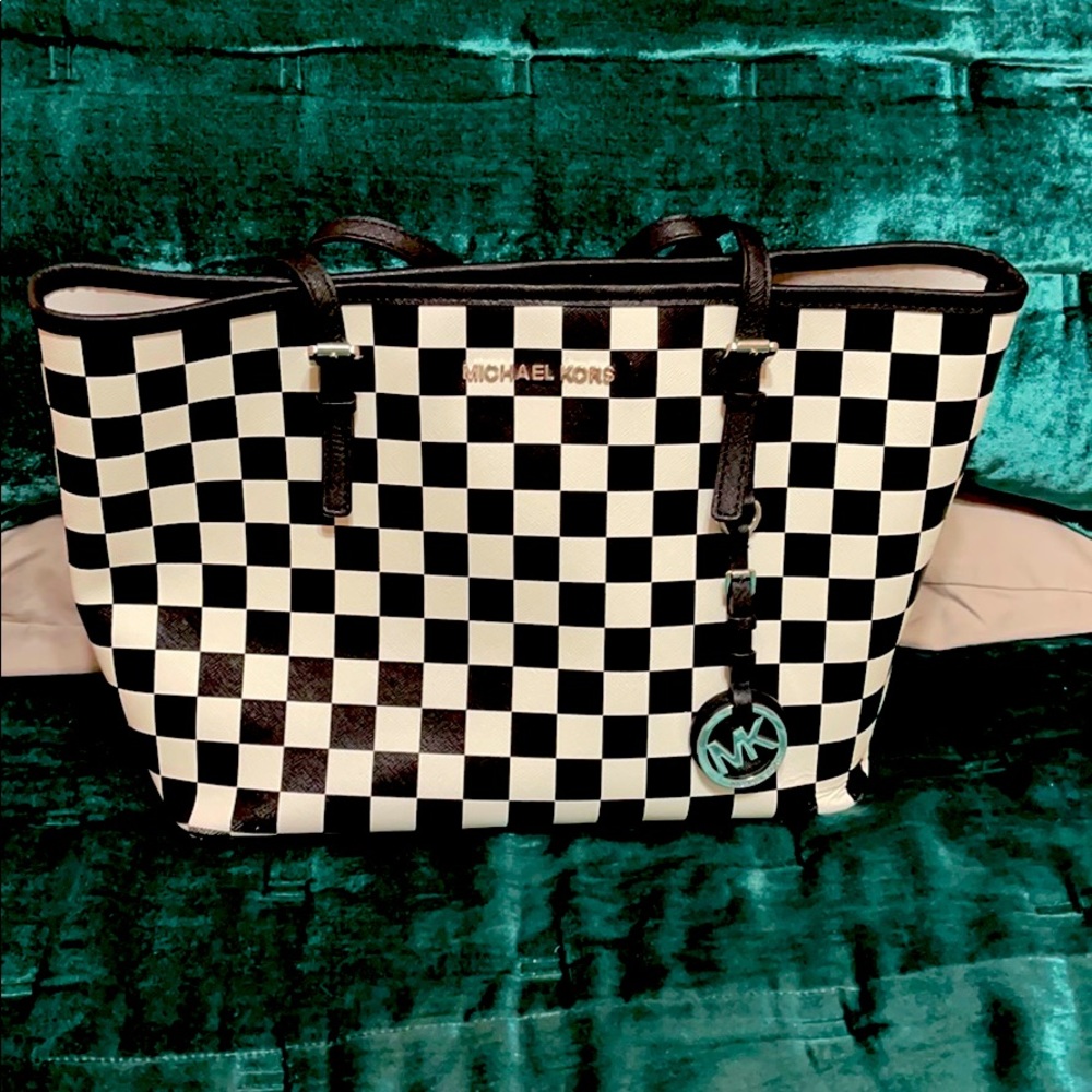 Michael Korea small jet set checkered tote